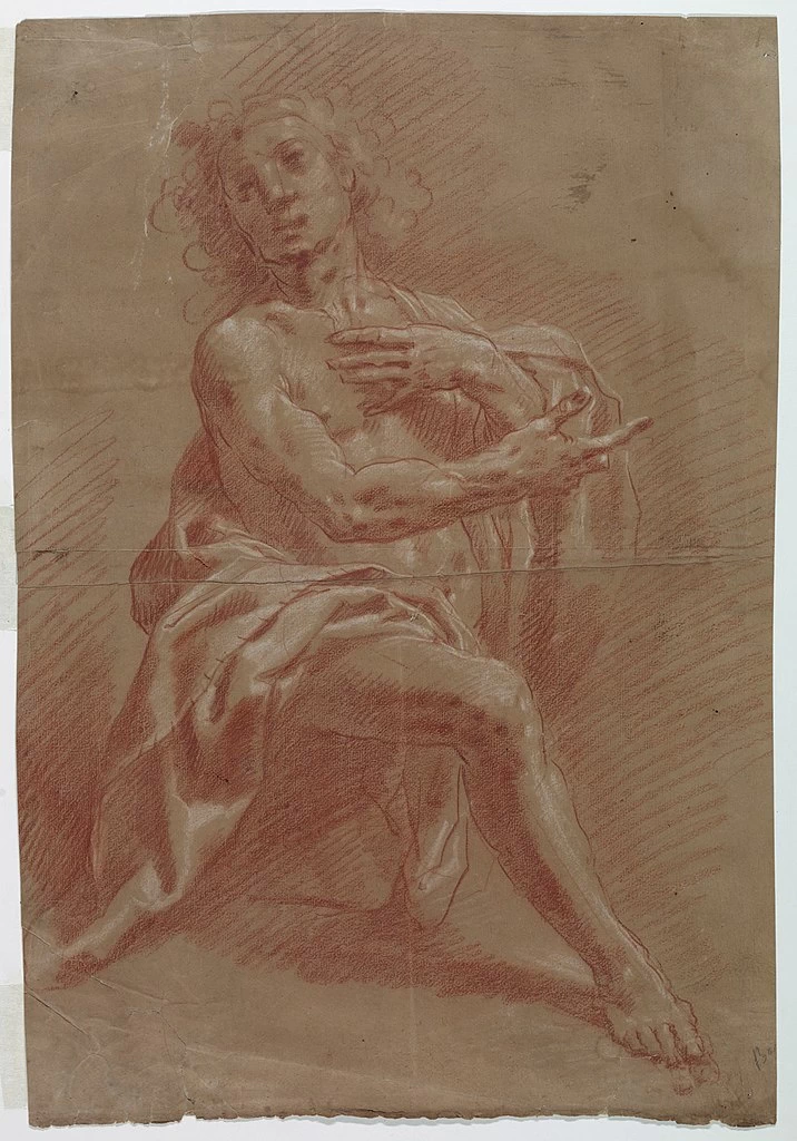 Gian Giacomo Barbelli - uomo inginocchiato, per l'adorazione dei pastori